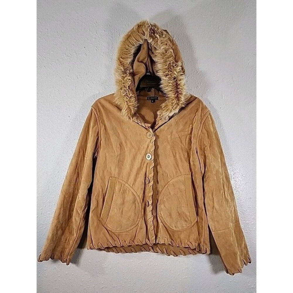 effeci* Y2K Velvet & Faux Fur Hooded‎ Jacket Fleece Lined *Sz M